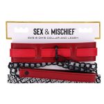 Sex and Mischief Ex`s andamp; Oh`s Collar and Leash - Red/Black